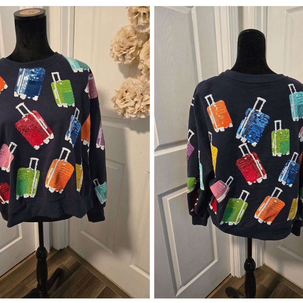 Colorful Sequin Suitcase Sweatshirt